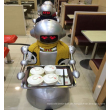 Roboter arbeitet im Eatery statt Kellner / Humanoid Bot Delivery Food